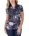 24seven Comfort Apparel Petites Black And White Short Sleeve V-neck Wrap Top In Miscellane