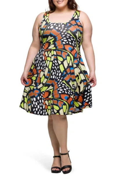 24SEVEN COMFORT APPAREL 24SEVEN COMFORT APPAREL PRINT SLEEVELESS A-LINE DRESS