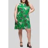 24seven Comfort Apparel Print Sleeveless Keyhole Cutout Dress