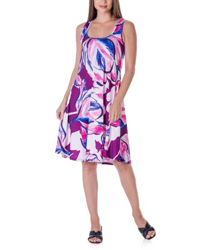 24seven Comfort Apparel Plus Size Sleeveless Knee Length Tank Dress In Miscellane