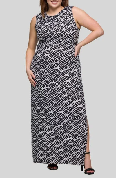 24SEVEN COMFORT APPAREL 24SEVEN COMFORT APPAREL PRINT SLEEVELESS MAXI DRESS