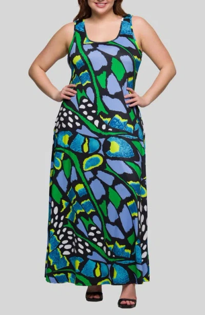 24SEVEN COMFORT APPAREL 24SEVEN COMFORT APPAREL PRINT SLEEVELESS MAXI DRESS