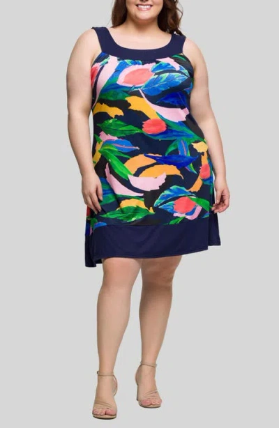 24SEVEN COMFORT APPAREL 24SEVEN COMFORT APPAREL PRINT SLEEVELESS SHEATH DRESS