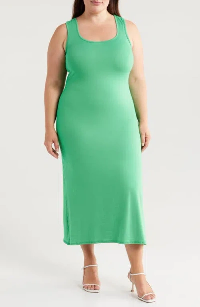 24seven Comfort Apparel Racerback Jersey Midi Dress In Green
