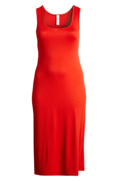 24seven Comfort Apparel Racerback Jersey Midi Dress In Orange