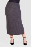 24seven Comfort Apparel Rib Midi Skirt In Black