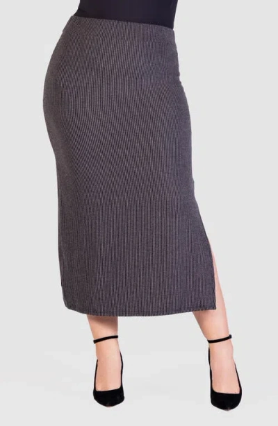 24seven Comfort Apparel Rib Midi Skirt In Black