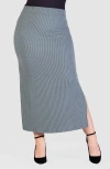 24seven Comfort Apparel Rib Midi Skirt In Green
