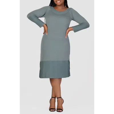 24seven Comfort Apparel Rib Sweater Dress In Green