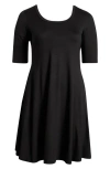24seven Comfort Apparel Scoop Neck Jersey Dress In Black