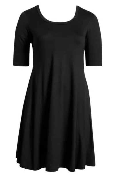 24seven Comfort Apparel Scoop Neck Jersey Dress In Black