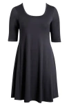 24seven Comfort Apparel Scoop Neck Jersey Dress In Charcoal