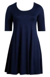 24seven Comfort Apparel Scoop Neck Jersey Dress In Navy
