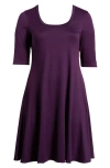 24seven Comfort Apparel Scoop Neck Jersey Dress In Purple
