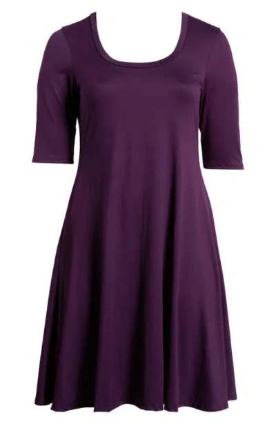 24seven Comfort Apparel Scoop Neck Jersey Dress In Purple