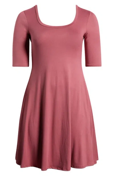 24seven Comfort Apparel Scoop Neck Jersey Dress In Rose