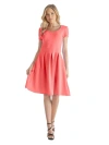 24seven Comfort Apparel Scoop Neck Knee Length Pleated Pocket Dress In Red