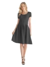 24seven Comfort Apparel Scoop Neck Knee Length Pleated Pocket Dress In Black