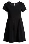 24seven Comfort Apparel Soft Flare T-shirt Dress With Pocket Detail In Black