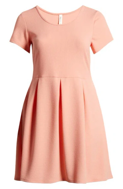 24seven Comfort Apparel Scoop Neck Knit Dress In Coral