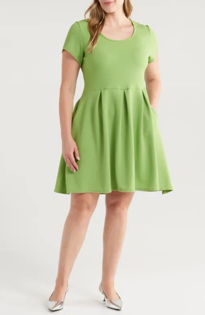 24seven Comfort Apparel Scoop Neck Knit Dress In Kiwi