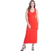 24seven Comfort Apparel Scoop Neck Maxi Dress With Racerback Detail In Red