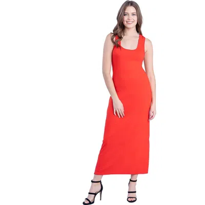 24seven Comfort Apparel Scoop Neck Maxi Dress With Racerback Detail In Red