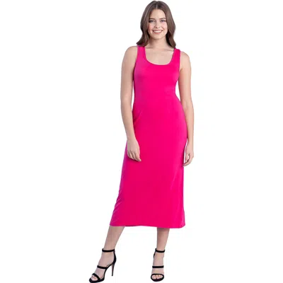 24seven Comfort Apparel Scoop Neck Maxi Dress With Racerback Detail In Pink