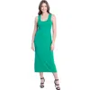 24seven Comfort Apparel Scoop Neck Maxi Dress With Racerback Detail In Green