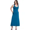 24seven Comfort Apparel Scoop Neck Sleeveless Maternity Maxi Dress With Pockets In Blue