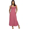 24seven Comfort Apparel Scoop Neck Sleeveless Maxi Dress With Pockets In Pink