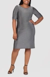 24seven Comfort Apparel Plus Size Mini Party Dress In Silver