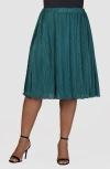 24seven Comfort Apparel Shimmery Pleated Skirt In Hunter