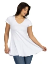 24seven Comfort Apparel Short Sleeve Loose Fit Tunic Top With V-neck In White