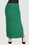 24seven Comfort Apparel Side Slit Knit Maxi Skirt In Hunter