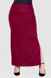 24seven Comfort Apparel Women's Versatile Side Slit Elastic Waist Maxi Skirt In Wine