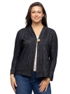 24seven Comfort Apparel Single Button Front Long Sleeve Womens Cardigan In Black