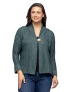 24seven Comfort Apparel Plus Size Button Front Long Sleeve Cardigan Sweater In Green