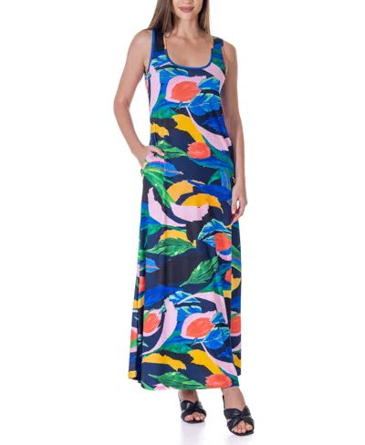 24seven Comfort Apparel Sleeveless Casual Maxi Pocket Dress In Miscellane