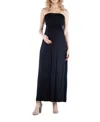 24seven Comfort Apparel Strapless Empire Waist Maxi Dress In Black