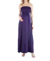 24seven Comfort Apparel Strapless Empire Waist Maxi Dress In Purple