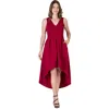 24seven Comfort Apparel Sleeveless Fit N Flare High Low Dress In Red