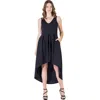 24seven Comfort Apparel Sleeveless Fit N Flare High Low Dress In Black