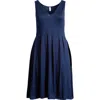24seven Comfort Apparel Sleeveless Jersey Dress In Navy
