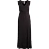 24seven Comfort Apparel Sleeveless Jersey Maxi Dress In Black