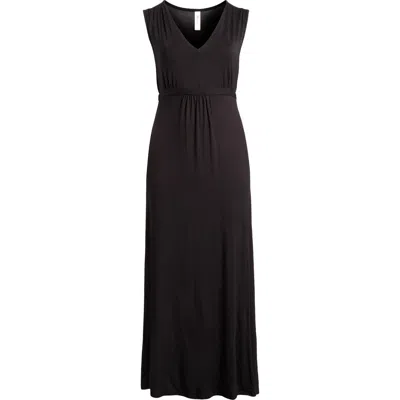 24seven Comfort Apparel Sleeveless Jersey Maxi Dress In Black
