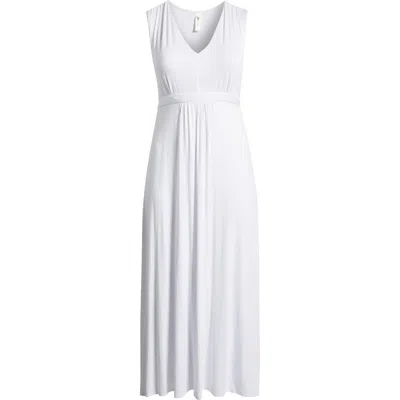 24seven Comfort Apparel Sleeveless Jersey Maxi Dress In White