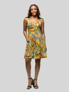 24seven Comfort Apparel Maternity Yellow Paisley Sleeveless Pleated Knee Length Pocket Dress In Multi
