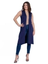 24seven Comfort Apparel Plus Size Asymmetric Open Front Cardigan Sweater In Blue