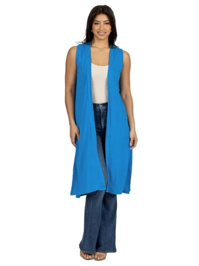 24seven Comfort Apparel Sleeveless Long Cardigan Vest With Side Slit